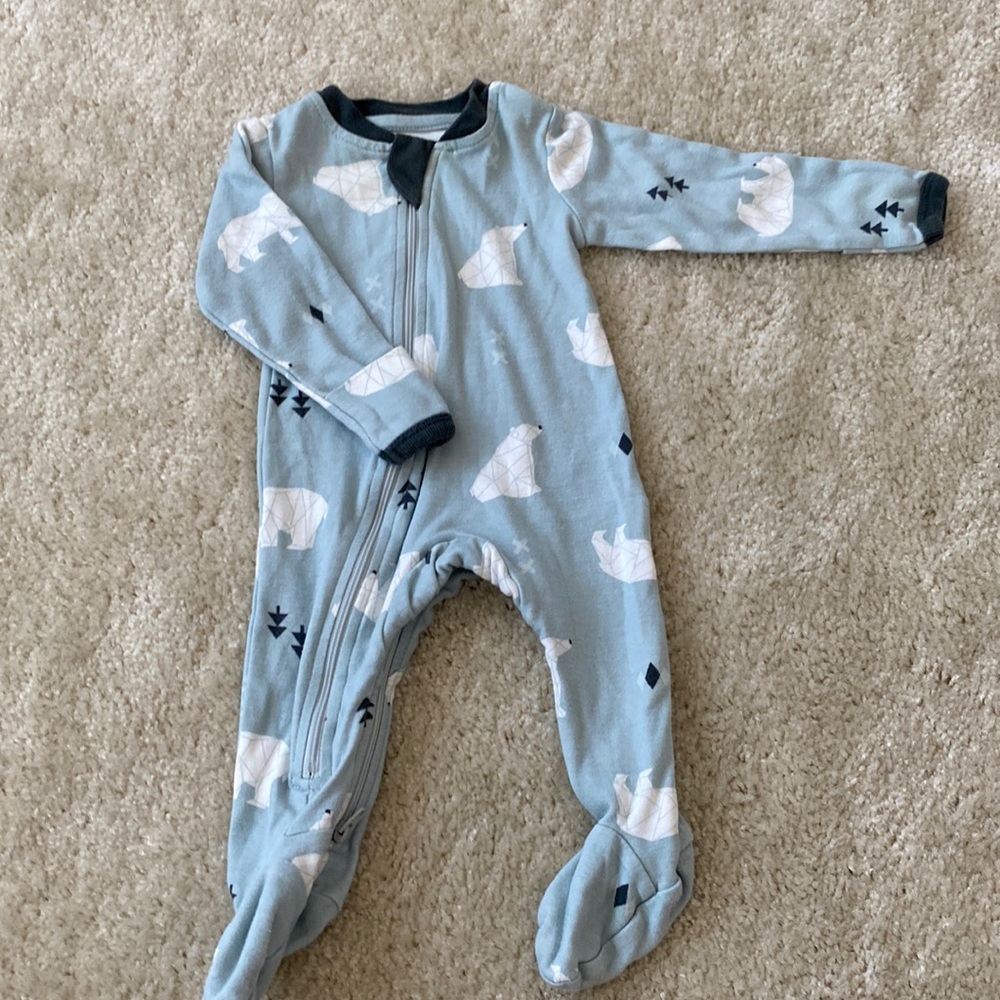 Zippyjamz organic sleeper footed onesies sleeper pajamas with inseam zipper 0-3m